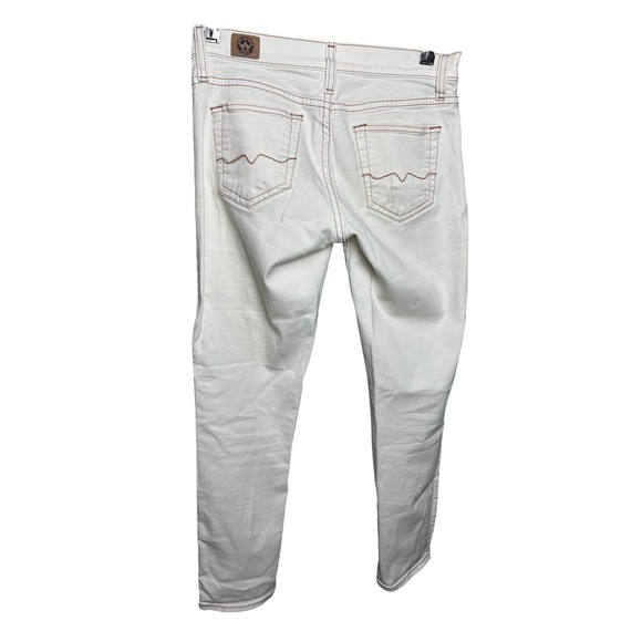 Red Engine Hotrod White Skinny Jeans Contrast Stitching Size 25 Made in USA - Picture 3 of 10